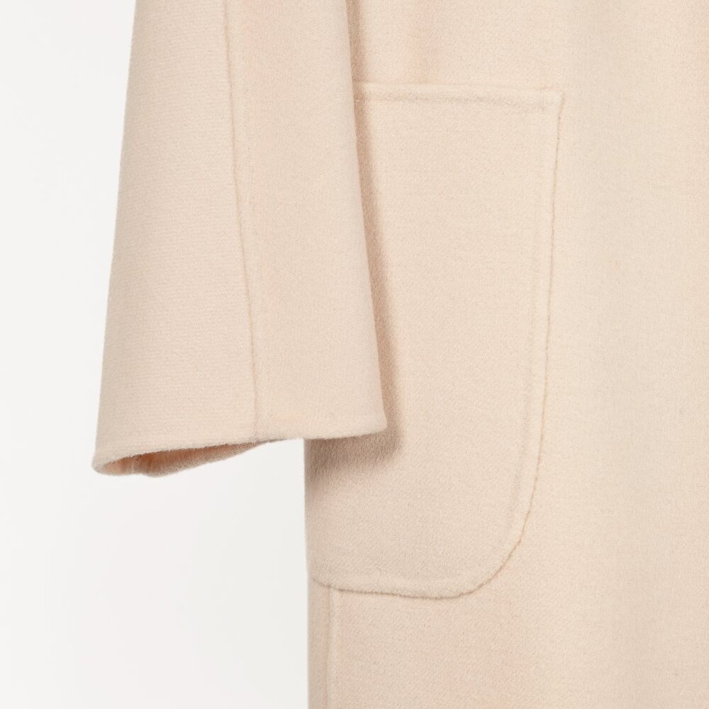 Max Mara Studio Beige Wool Embellished-Neck Coat - Picture 6 of 11